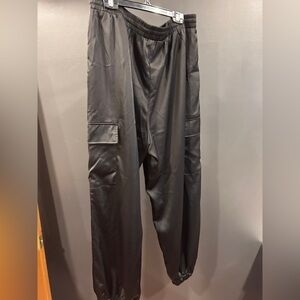 Women’s  Black Satin Cargo Pants